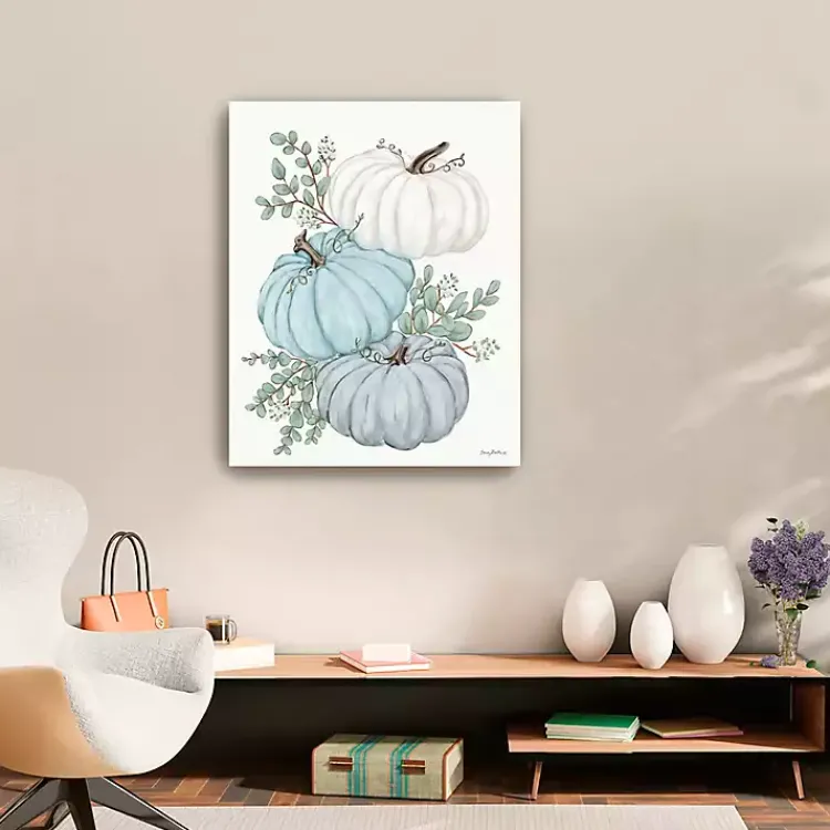 Fall>Kirklands Home Blue Pumpkin Trio Canvas Print