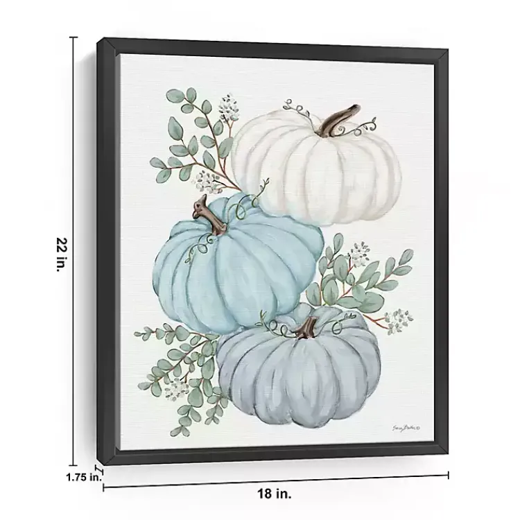 Fall>Kirklands Home Blue Pumpkin Trio Framed Canvas Print, 18x22 in.