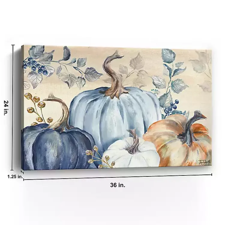 Fall>Kirklands Home Blue Pumpkins Canvas Art Print, 36x24 in.