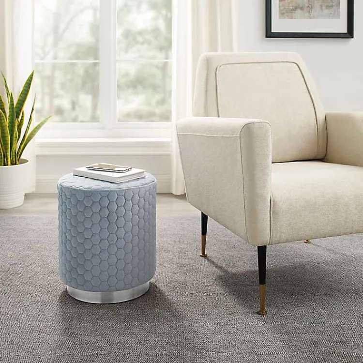 Kirklands Home Blue Quilted Honeycomb Ottoman Online
