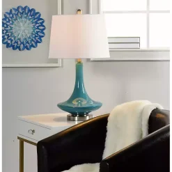 Kirklands Home Blue Retro Glass Table Lamp White Hot