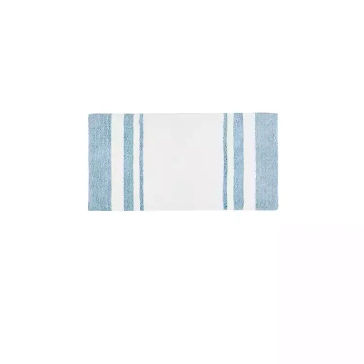 Kirklands Home Blue Reversible Stripe Trim Bath Mat, 45 in. Best