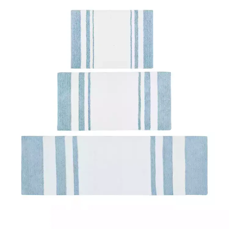 Kirklands Home Blue Reversible Stripe Trim Bath Mat, 45 in. Best