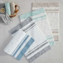 Kirklands Home Blue Reversible Stripe Trim Bath Mat, 45 in. Best