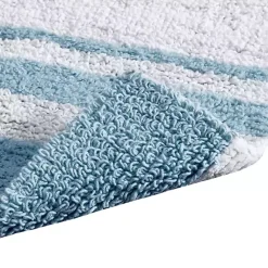 Kirklands Home Blue Reversible Stripe Trim Bath Mat, 72 in. Outlet