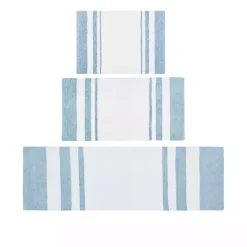 Kirklands Home Blue Reversible Stripe Trim Bath Mat, 72 in. Outlet
