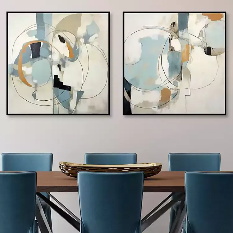 Kirklands Home Blue Rhythms Framed Canvas Art Prints, Set of 2 Clearance