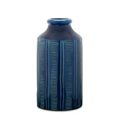 Vases>Kirklands Home Ribbed Terracotta Vase, 10 in. Blue