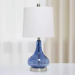 Kirklands Home Rippled Glass Droplet Table Lamp Blue Best
