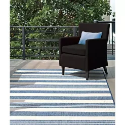Kirklands Home Robin Stripe Outdoor Rug, 8x11 Blue Hot