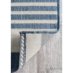 Kirklands Home Robin Stripe Outdoor Rug, 8x11 Blue Hot