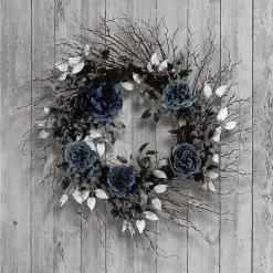 Halloween>Kirklands Home Blue Roses and Deadwood Wreath