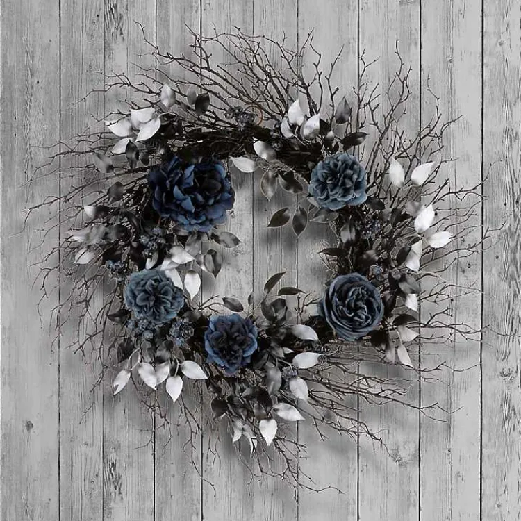 Halloween>Kirklands Home Blue Roses and Deadwood Wreath