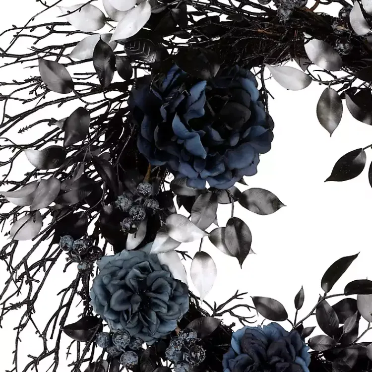 Halloween>Kirklands Home Blue Roses and Deadwood Wreath