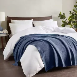 Blankets & Throws>Kirklands Home Rylan Knit Throw Blanket Blue