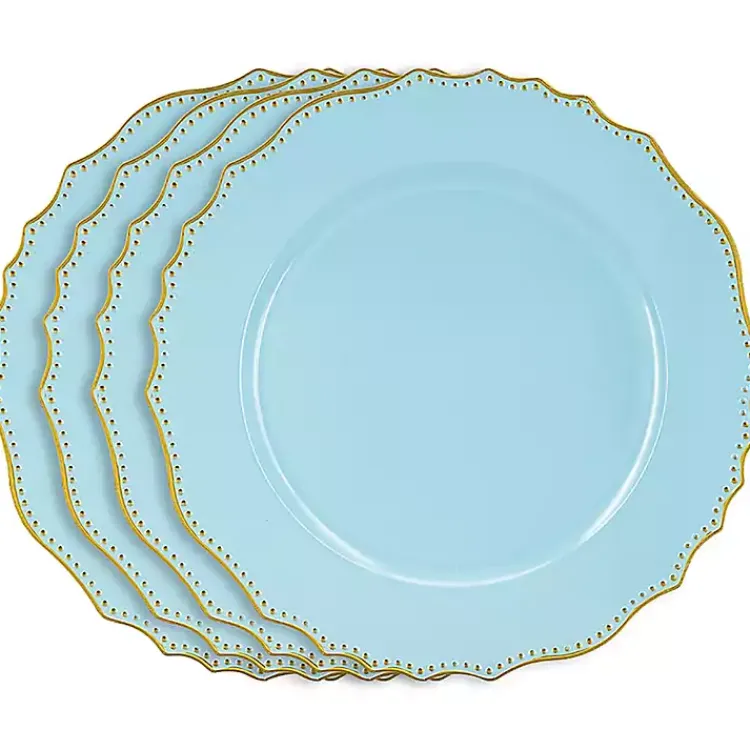 Kirklands Home Scalloped Beaded Rim Chargers, Set of 4 Blue