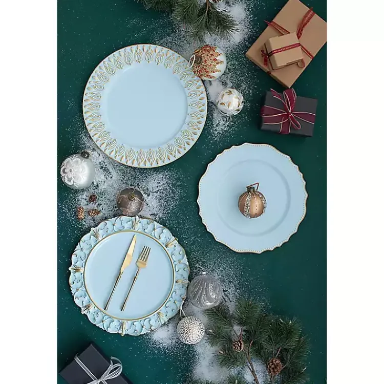 Kirklands Home Scalloped Beaded Rim Chargers, Set of 4 Blue