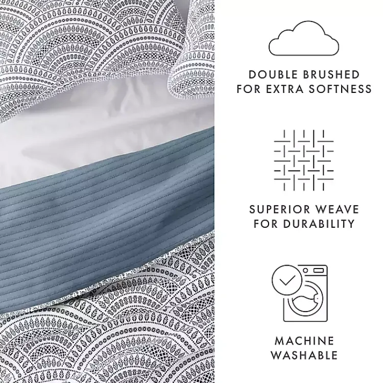 Kirklands Home Blue Scalloped Reversible 3-pc. Queen Quilt Set Hot