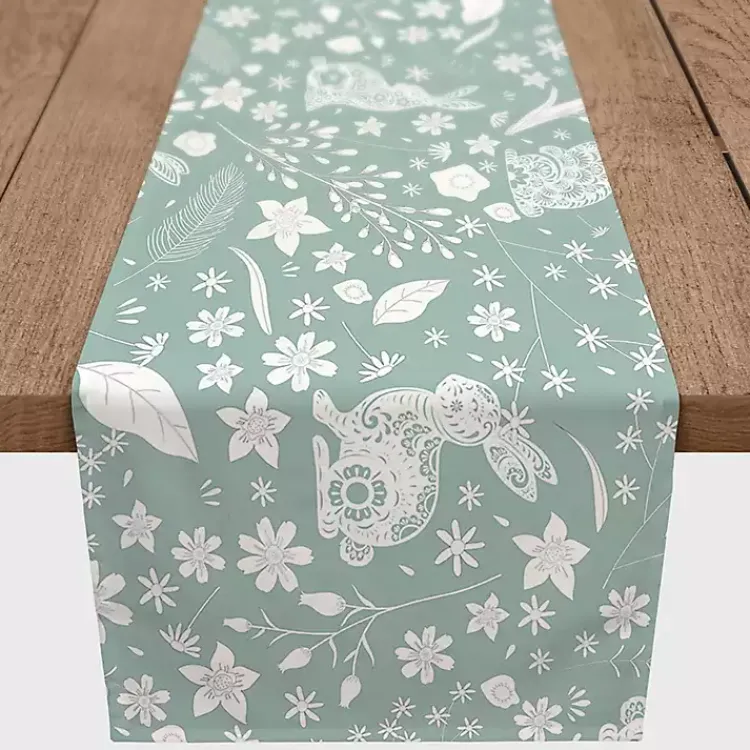 Kirklands Home Blue Scandinavian Bunny Table Runner, 90 in. Best