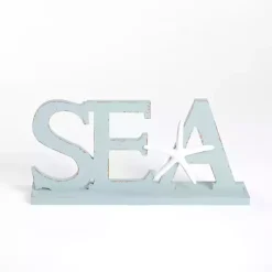 Statues & Figurines>Kirklands Home Sea Wooden Word Statue Blue
