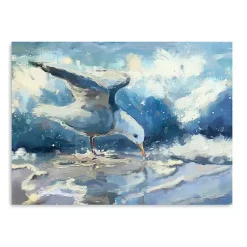 Kirklands Home Seagull and Waves Canvas Art Print Blue Outlet