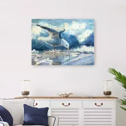 Kirklands Home Seagull and Waves Canvas Art Print Blue Outlet