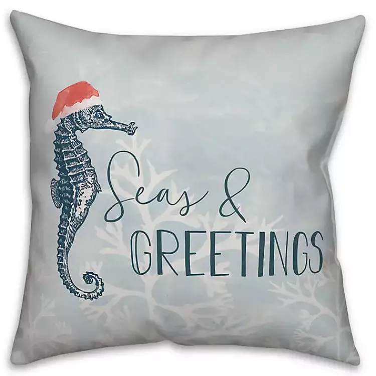 Pillows>Kirklands Home Blue Seas and Greetings Seahorse Pillow