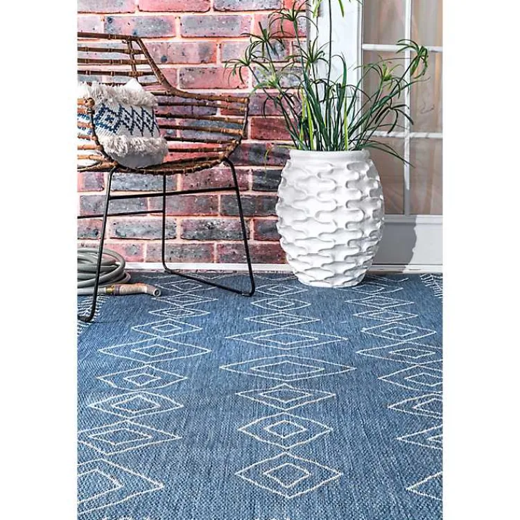 Kirklands Home Blue Serna Tribal Outdoor Area Rug, 5x8 Best