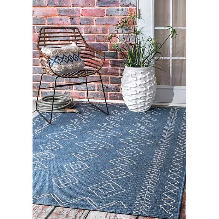Kirklands Home Blue Serna Tribal Outdoor Area Rug, 8x11 Online