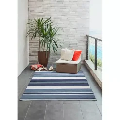 Kirklands Home Blue Shades Striped Indoor/Outdoor Area Rug, 5x7 Hot