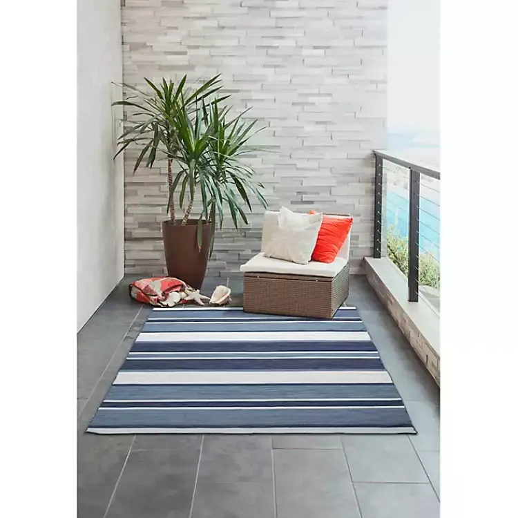 Kirklands Home Blue Shades Striped Indoor/Outdoor Area Rug, 7x9 Hot