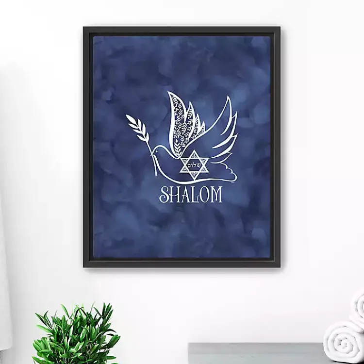 Hanukkah Decorations>Kirklands Home Blue Shalom Dove Framed Hanukkah Wall Art