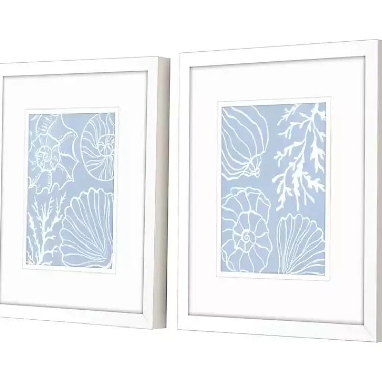 Kirklands Home Blue Shell Silhouettes Framed Art Prints, Set of 2 Discount