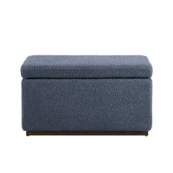 Kirklands Home Blue Sherpa & Walnut Rectangle Storage Ottoman Online