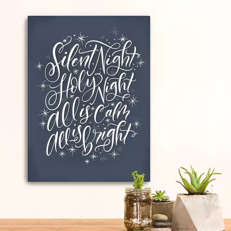Christmas Art & Wall Decor>Kirklands Home Silent Night Christmas Wall Plaque Blue
