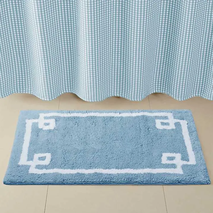 Kirklands Home Simple Trim Cotton Tufted Bath Mat, 40 in. Blue Online