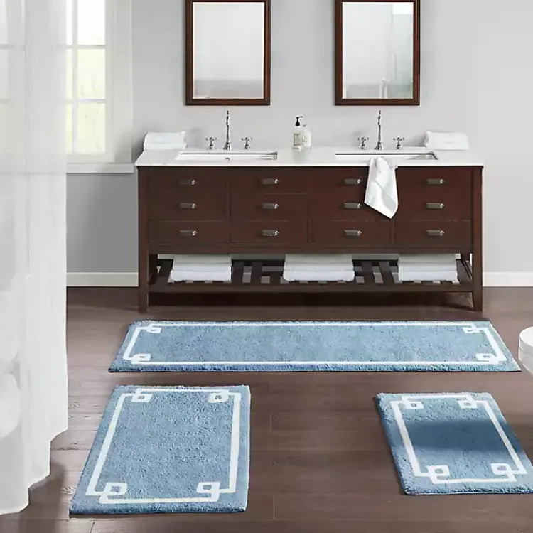 Kirklands Home Simple Trim Cotton Tufted Bath Mat, 40 in. Blue Online