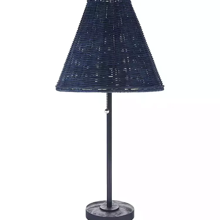 Kirklands Home Sirocco Table Lamp with Rattan Shade Blue Hot