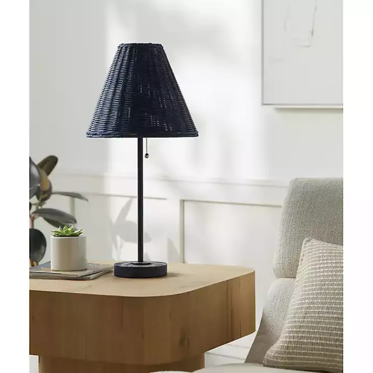 Kirklands Home Sirocco Table Lamp with Rattan Shade Blue Hot