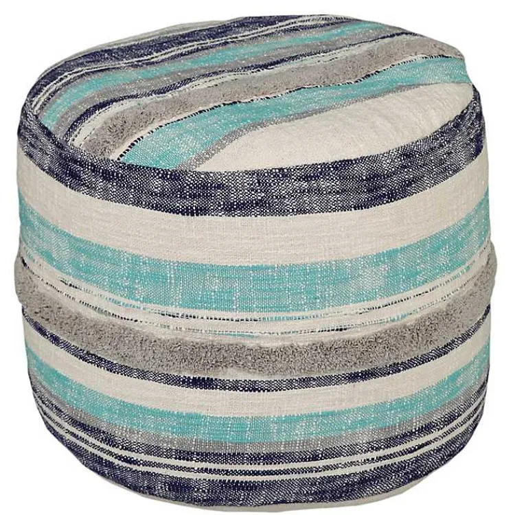 Poufs & Floor Cushions>Kirklands Home Blue Slub Tufted Pouf