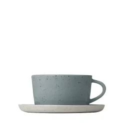 Kirklands Home Speckled Ceramic Mugs and Saucers, Set of 2 Blue Online
