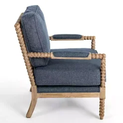 Kirklands Home Spencer Spindle Armchair Blue Clearance