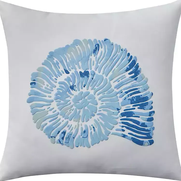 Pillows>Kirklands Home Blue Spiral Seashell Throw Pillow