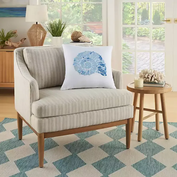 Pillows>Kirklands Home Blue Spiral Seashell Throw Pillow