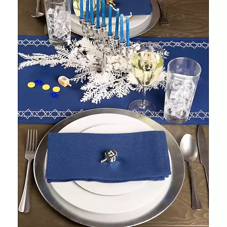 Kirklands Home Blue Star of David Hanukkah Table Runner Outlet