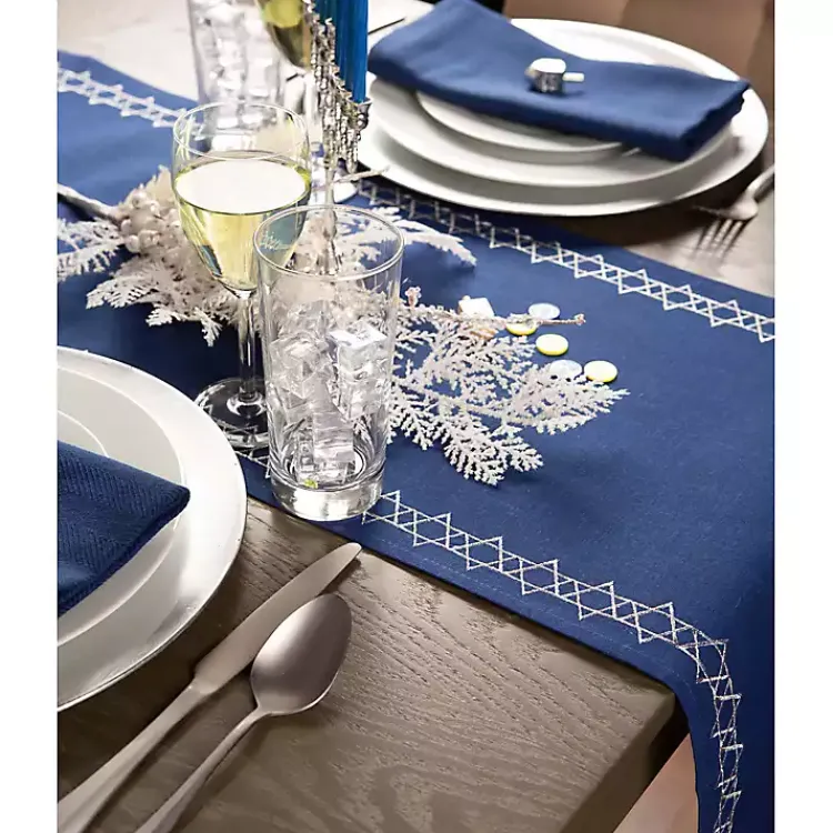 Kirklands Home Blue Star of David Hanukkah Table Runner Outlet