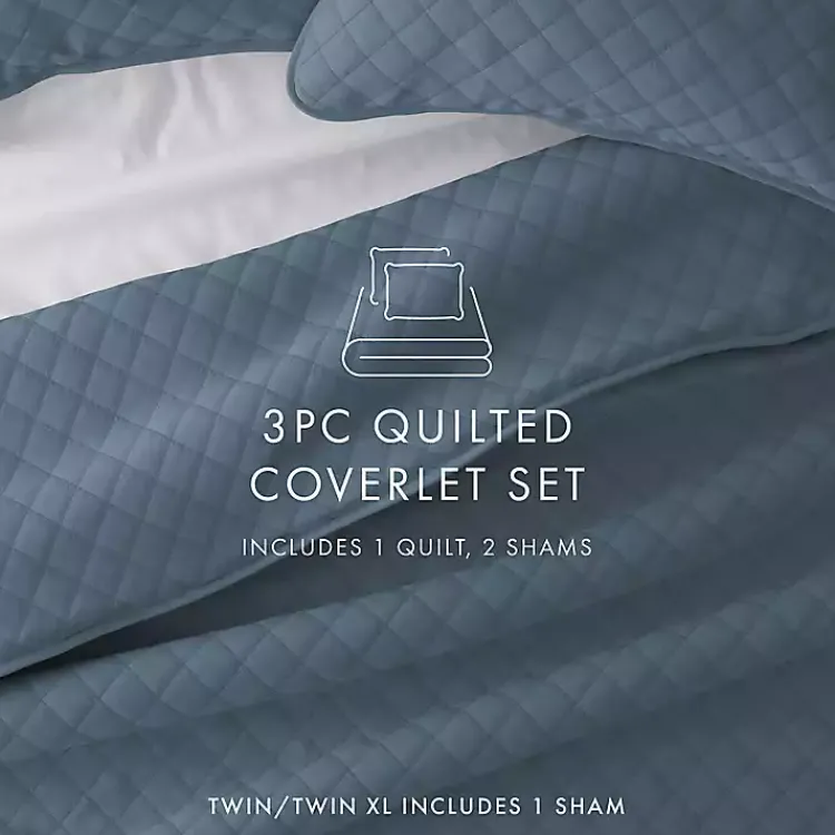 Kirklands Home Stitched Diamond 3-pc. King Quilt Set Blue Online
