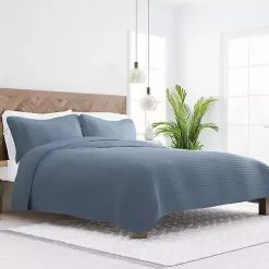 Kirklands Home Stitched Stripes 3-pc. King Quilt Set Blue Hot
