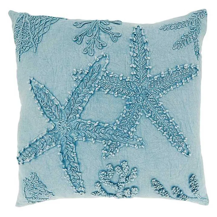 Pillows>Kirklands Home Stonewashed Oceanic Starfish Throw Pillow Blue