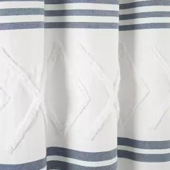 Kirklands Home Blue Stripe Diamond Tufted Shower Curtain Outlet